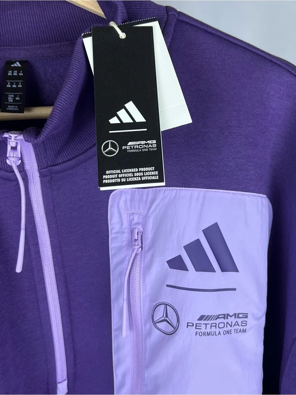 adidas Mercedes AMG Petronas F1 1/4 Zip Pullover Purple JX8815 Men’s L NWT Large